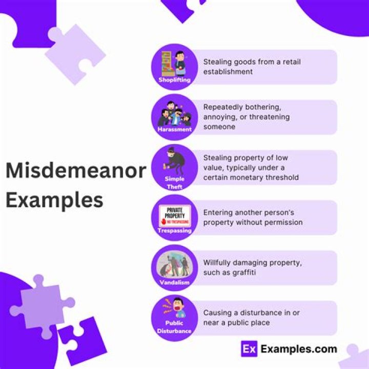 What are examples of misdemeanors in California?