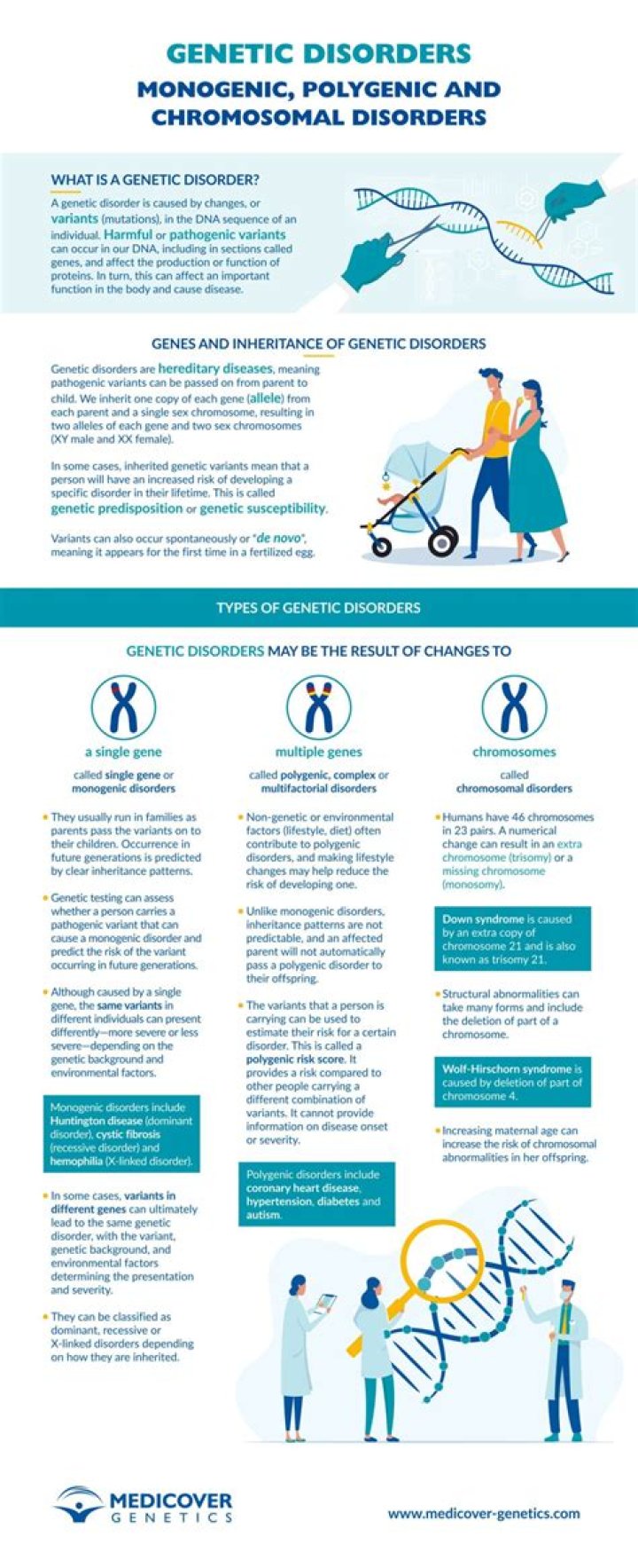 What are the 3 types of genetic disorders?