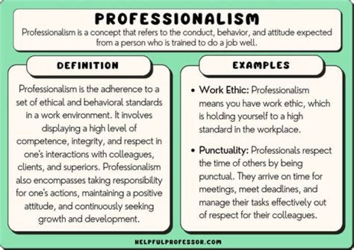 What are three characteristics of professionalism?
