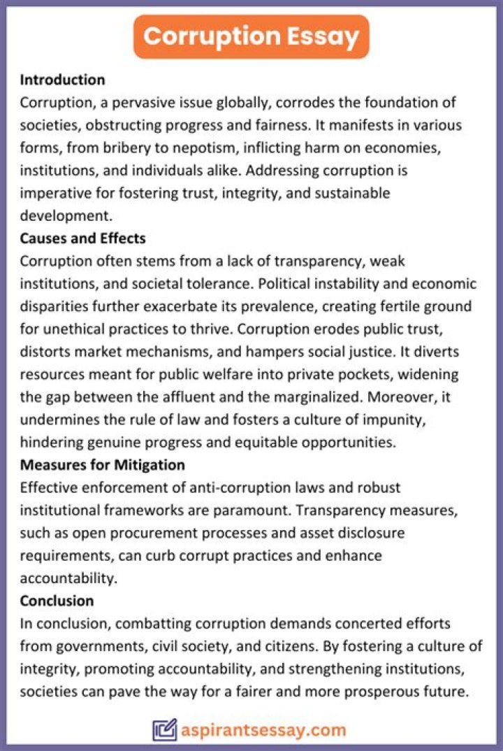 What is corruption essay in English?