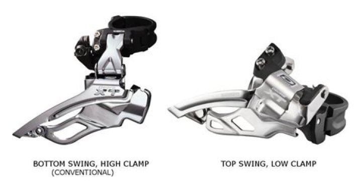 What is the difference between top swing and bottom swing derailleur?