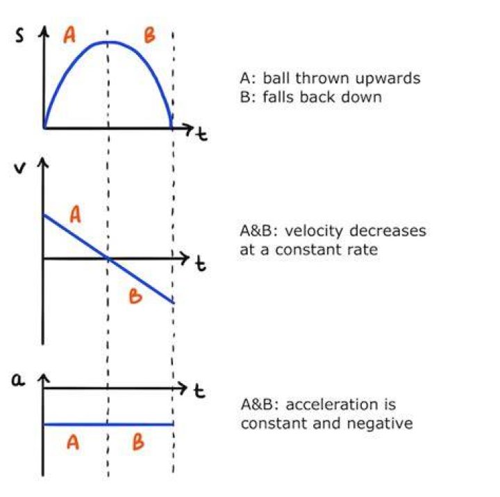 When a ball is thrown vertically upward direction then which of the following remains constant?